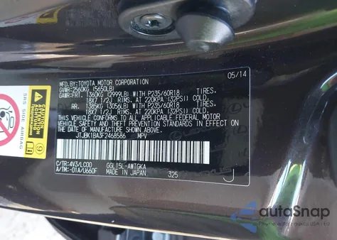 2015 Lexus Rx 350 z USA, uszkodzony, nr VIN JTJBK1BA3F2468586